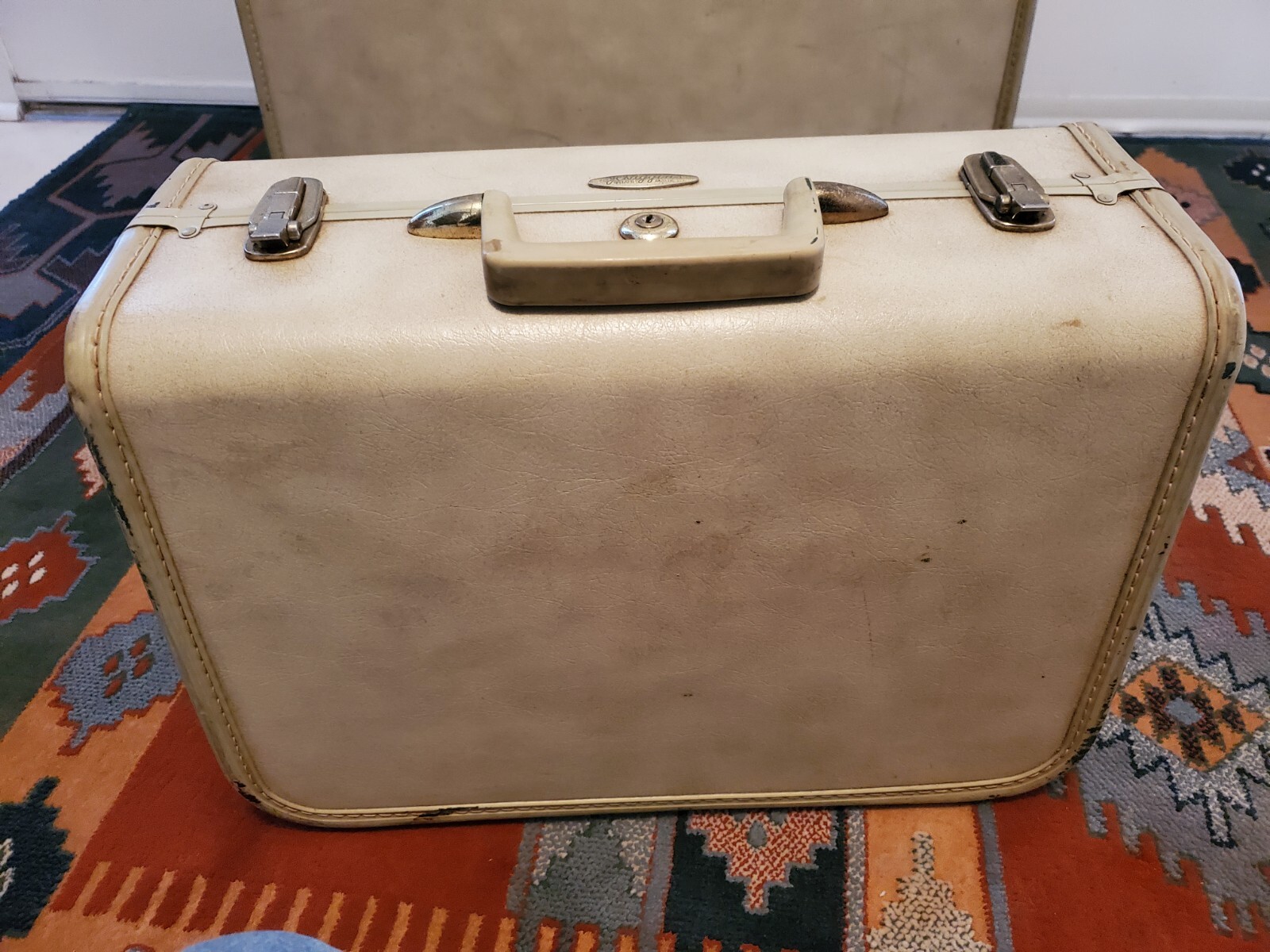 J.C. Higgins Sears Ladies 2 Piece Luggage Set Vintage 1950s White