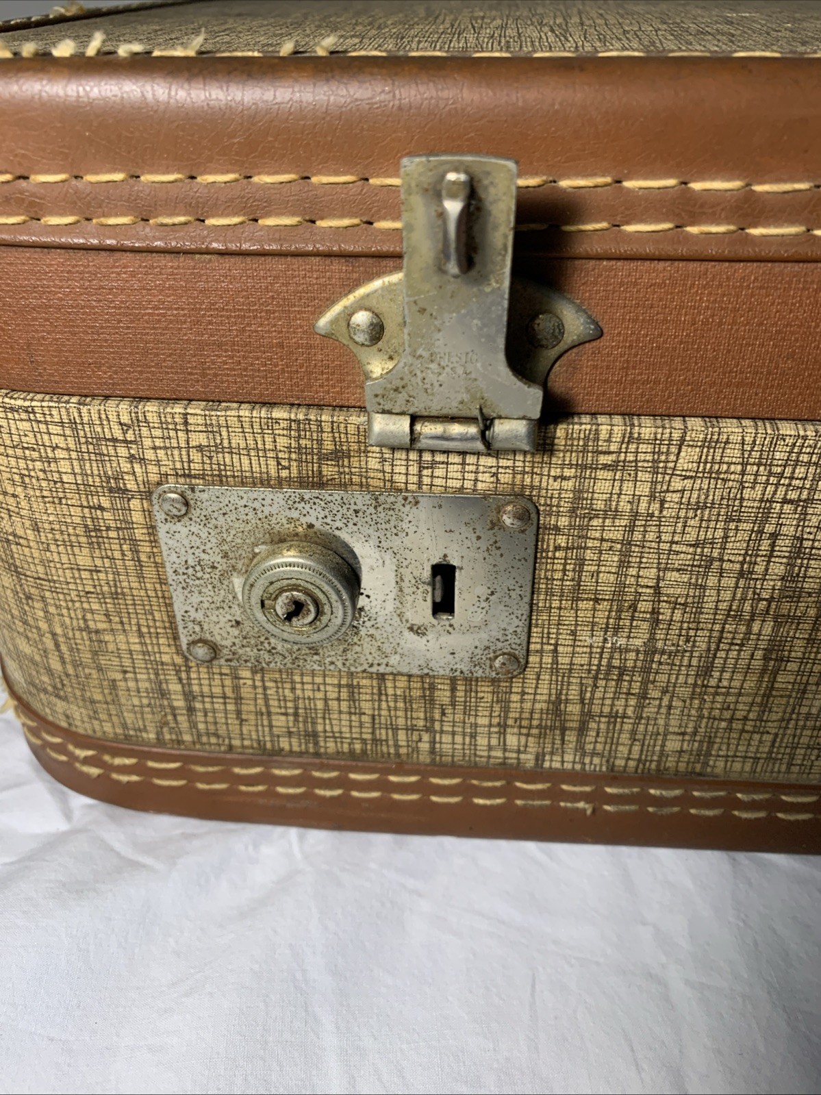 Vintage Tweed Suitcase 1950s Luggage