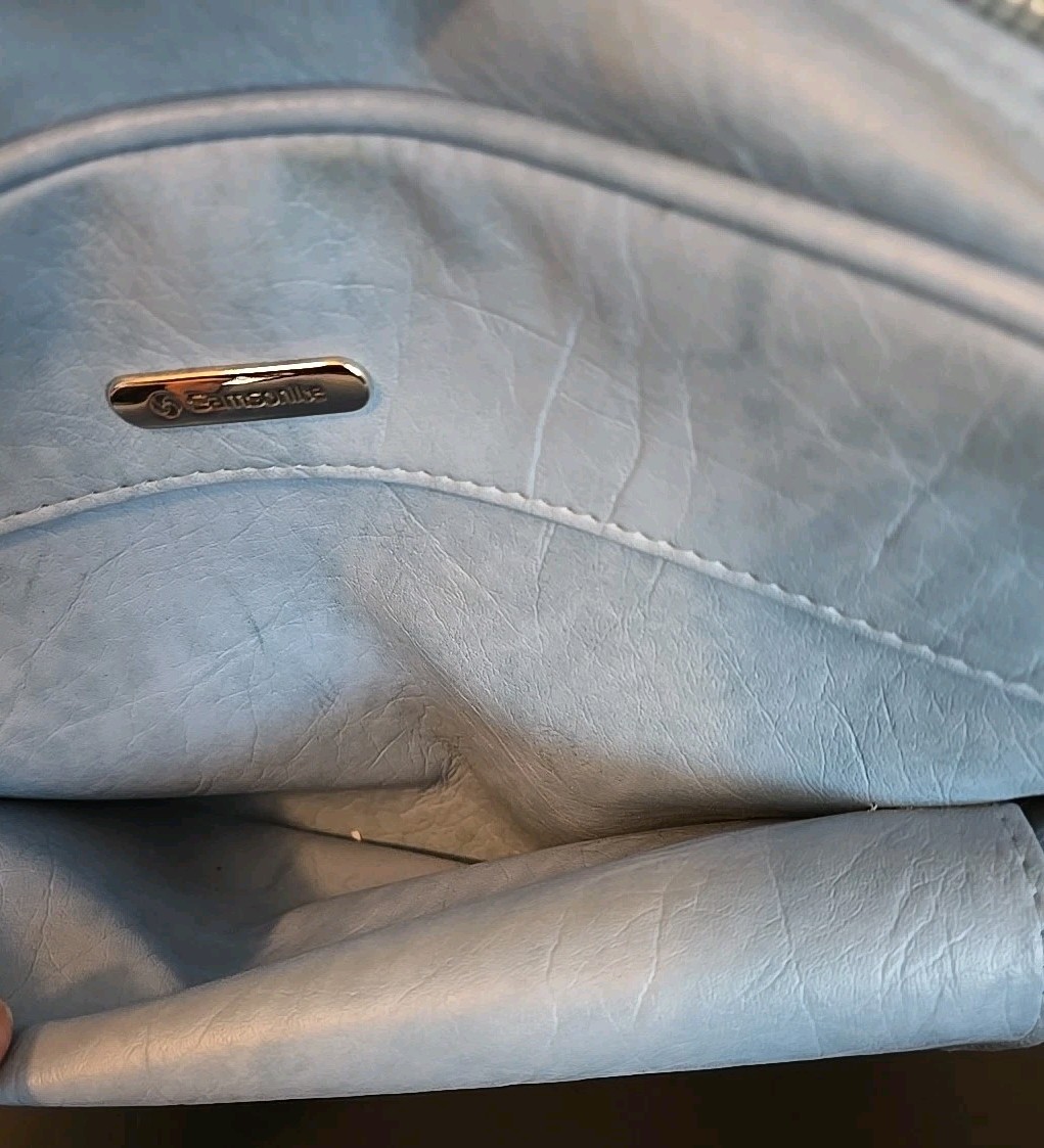 Vintage Samsonite Cordoba Carry On / Laptop Case Shoulder Travel Bag Light Blue