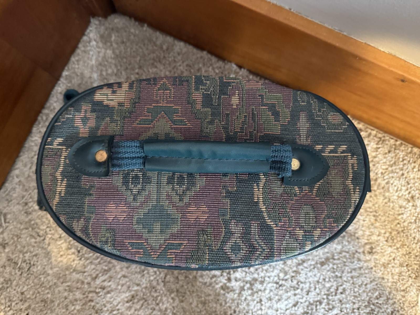 Vintage 80s American Tourister Floral Teal Purple Tapestry Train Case Luggage
