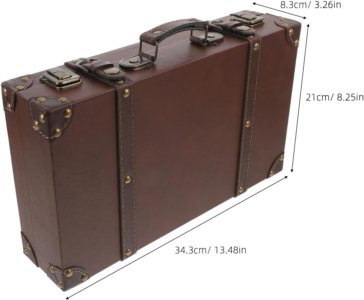 Classic British Style Suitcase Vintage Trunk Storage Photo Leather Finish Multi-