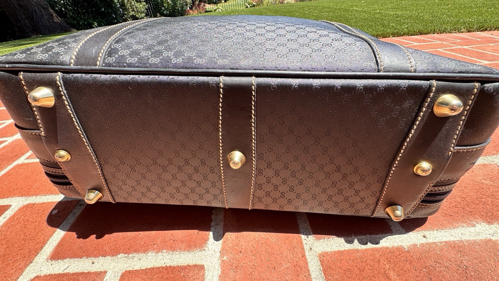 Gucci GG Luggage Authentic Monogram Canvas Excellent Condition Chocolate Brown