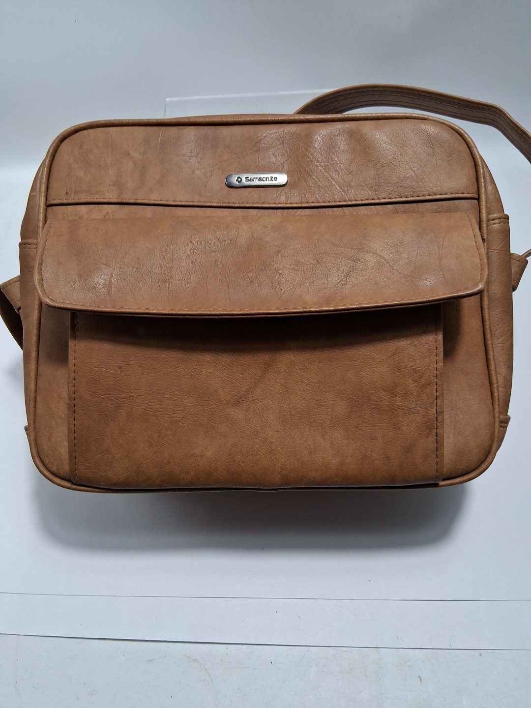 Vtg Lt Brown Samsonite Cordoba Leather Carry-on Bag Shoulder Strap Look Read