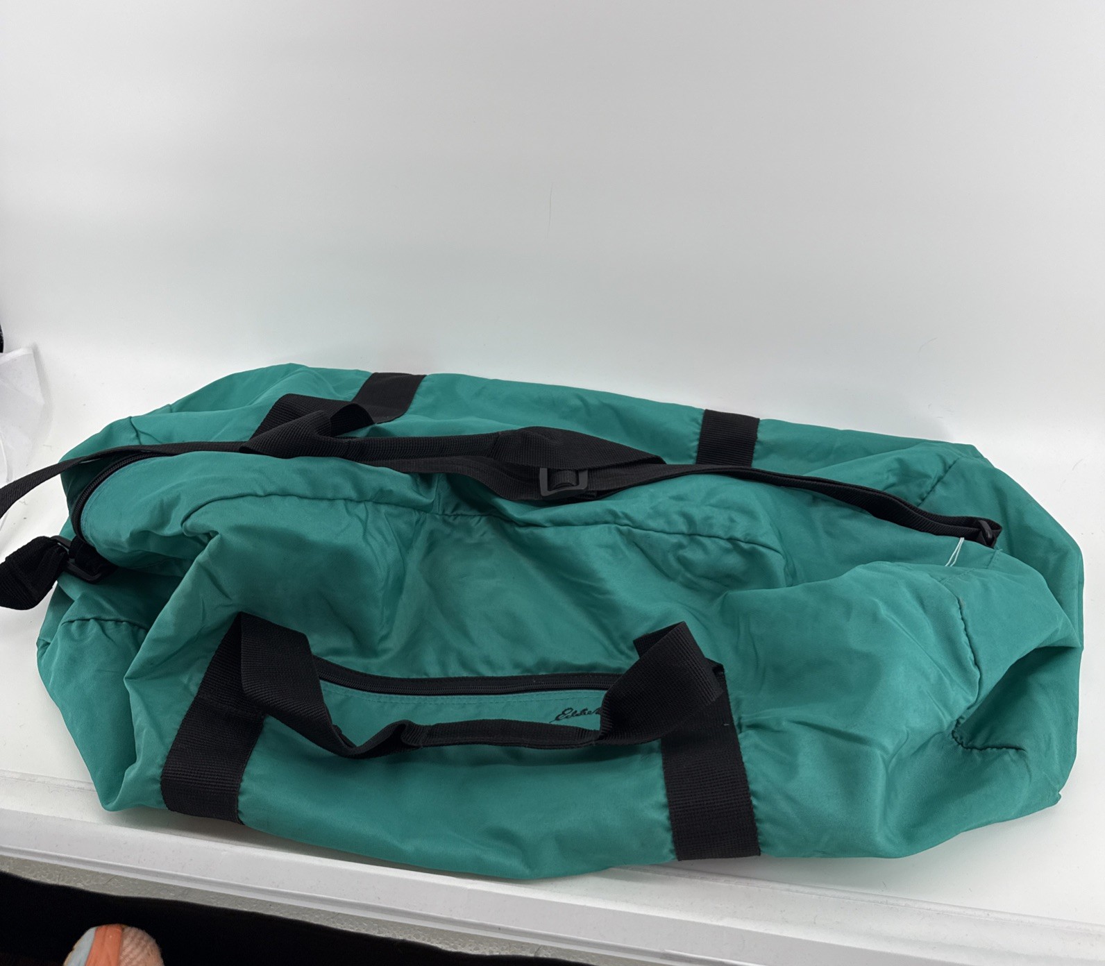 Eddie Bauer Vintage 90s Sport Duffle Bag Large Size Jade Green Nylon Gorpcore