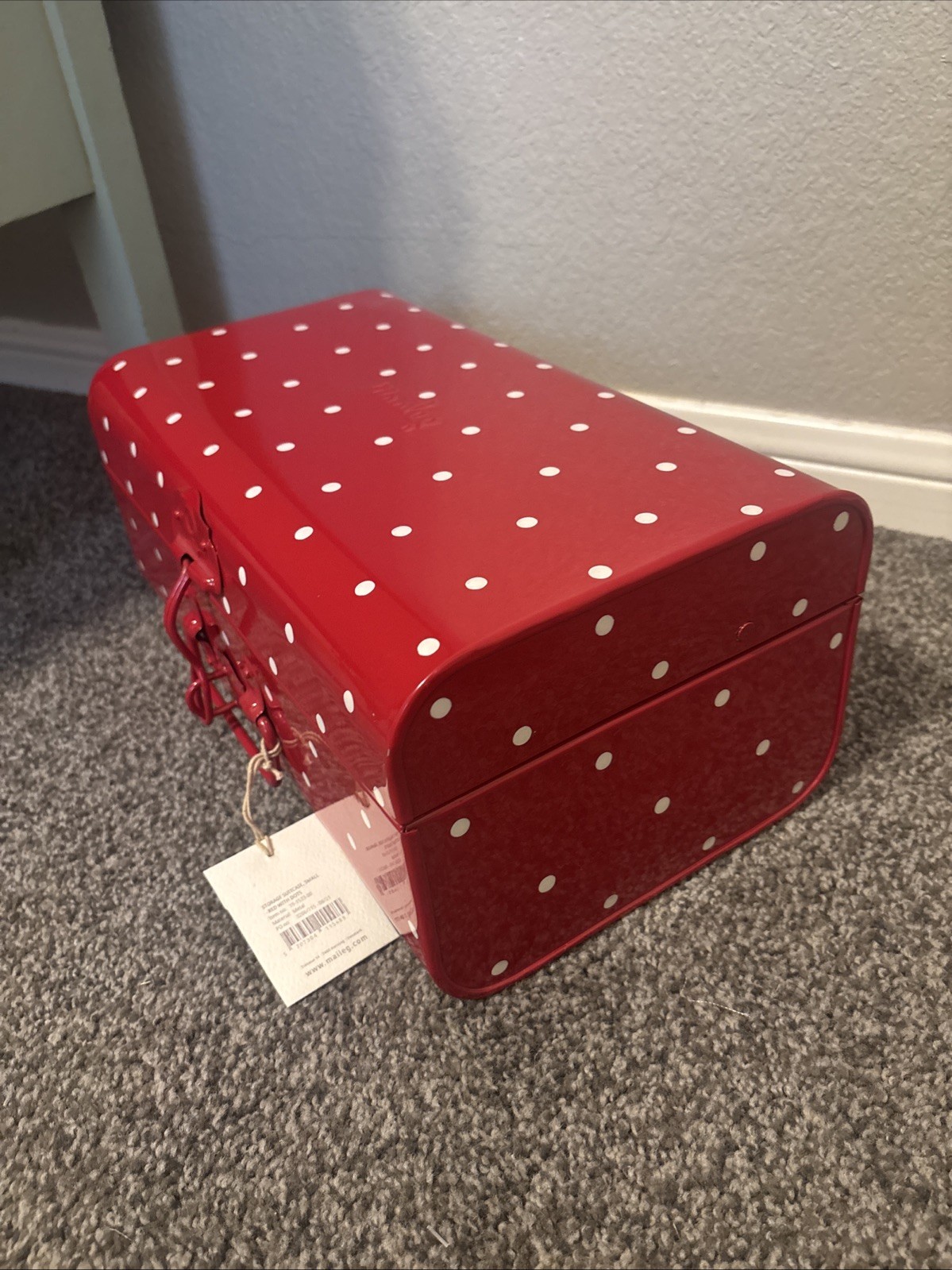 Maileg Storage Suitcase, Small, Red With Dots! New