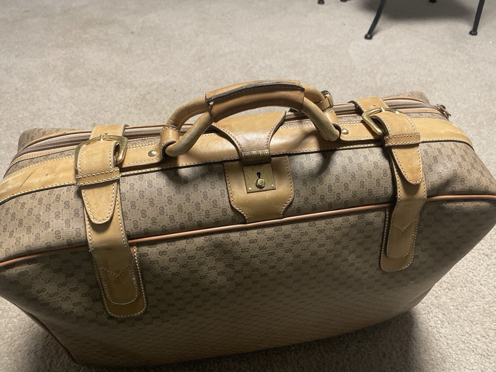Vintage Gucci GG Monogram Hard Case Travel Bag Authentic Italy 010-39-4908-60