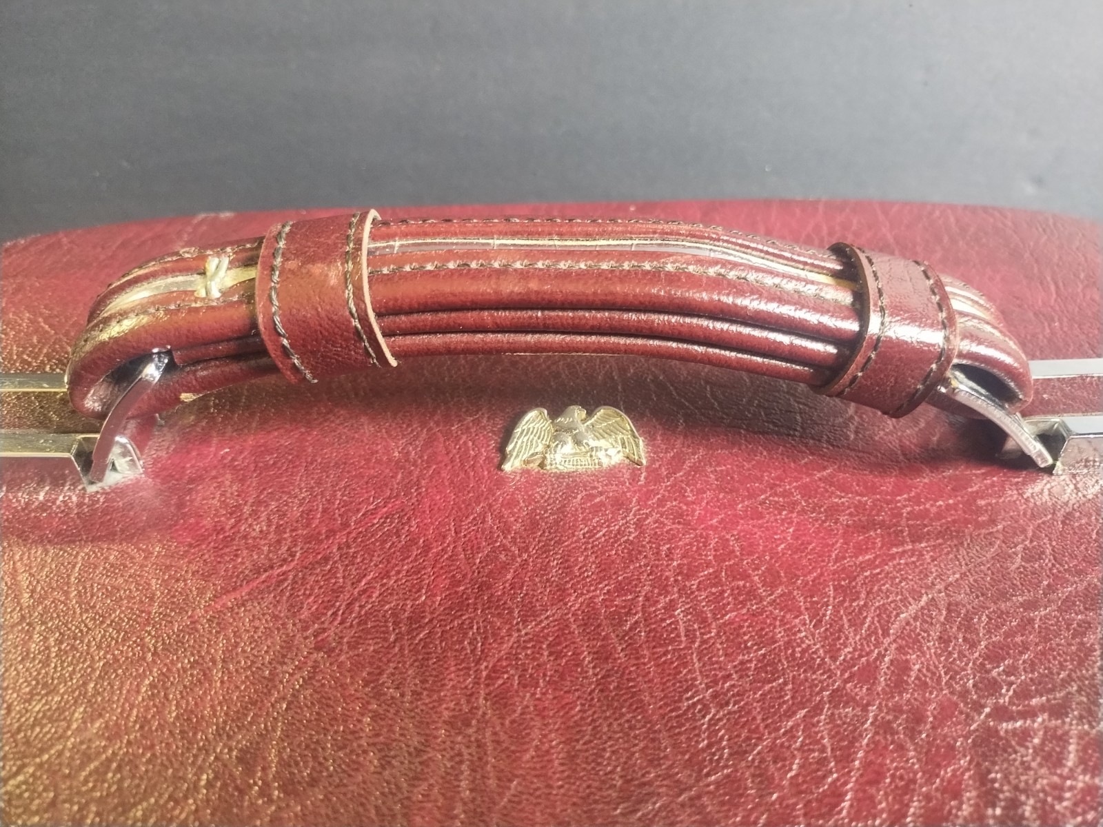 Vintage Airway Carry-On Luggage Burgundy Makeup Train Case Travel No Key