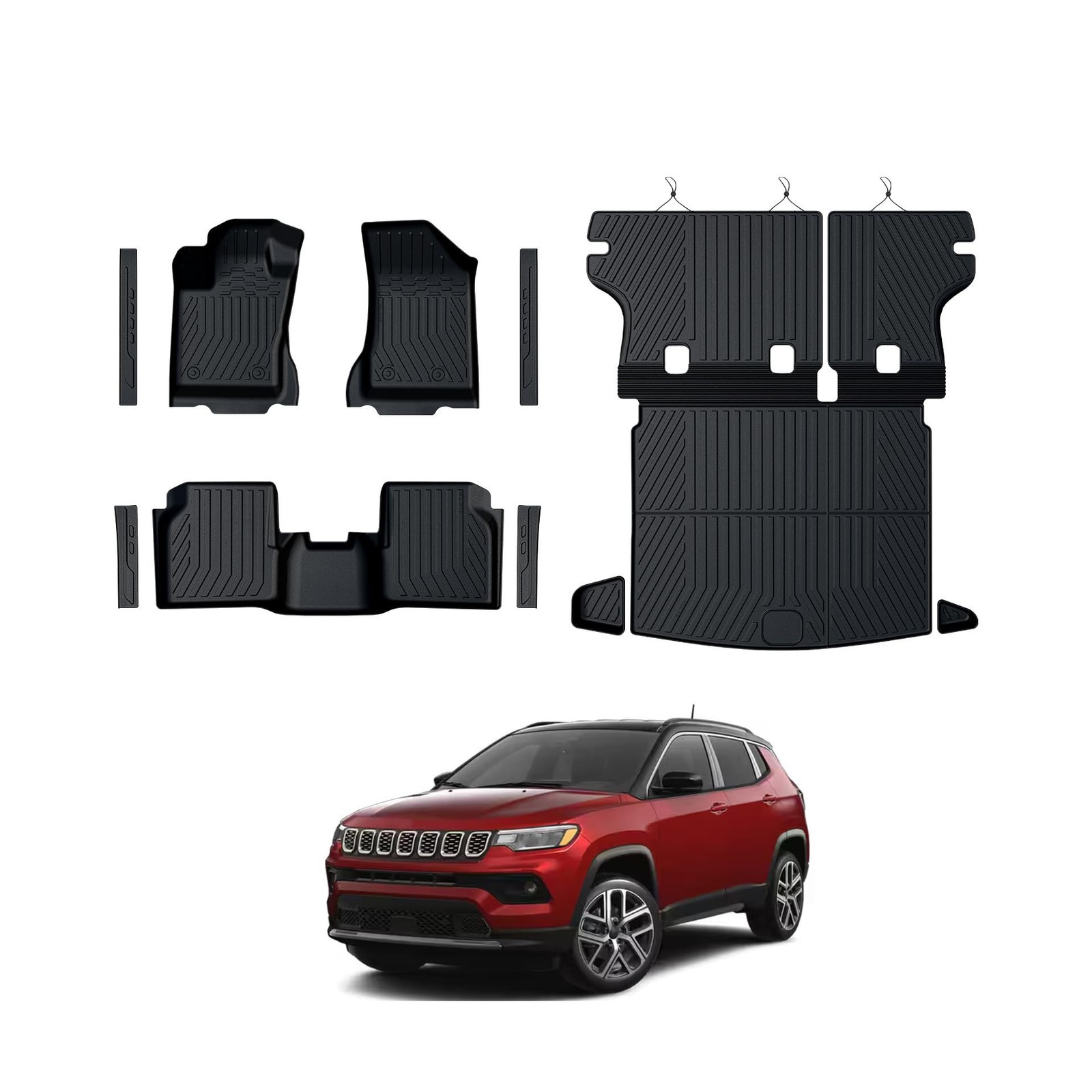 Floor Mats for Jeep Compass 2017-2025, All Weather Floor Mats Trunk Cargo Lin…