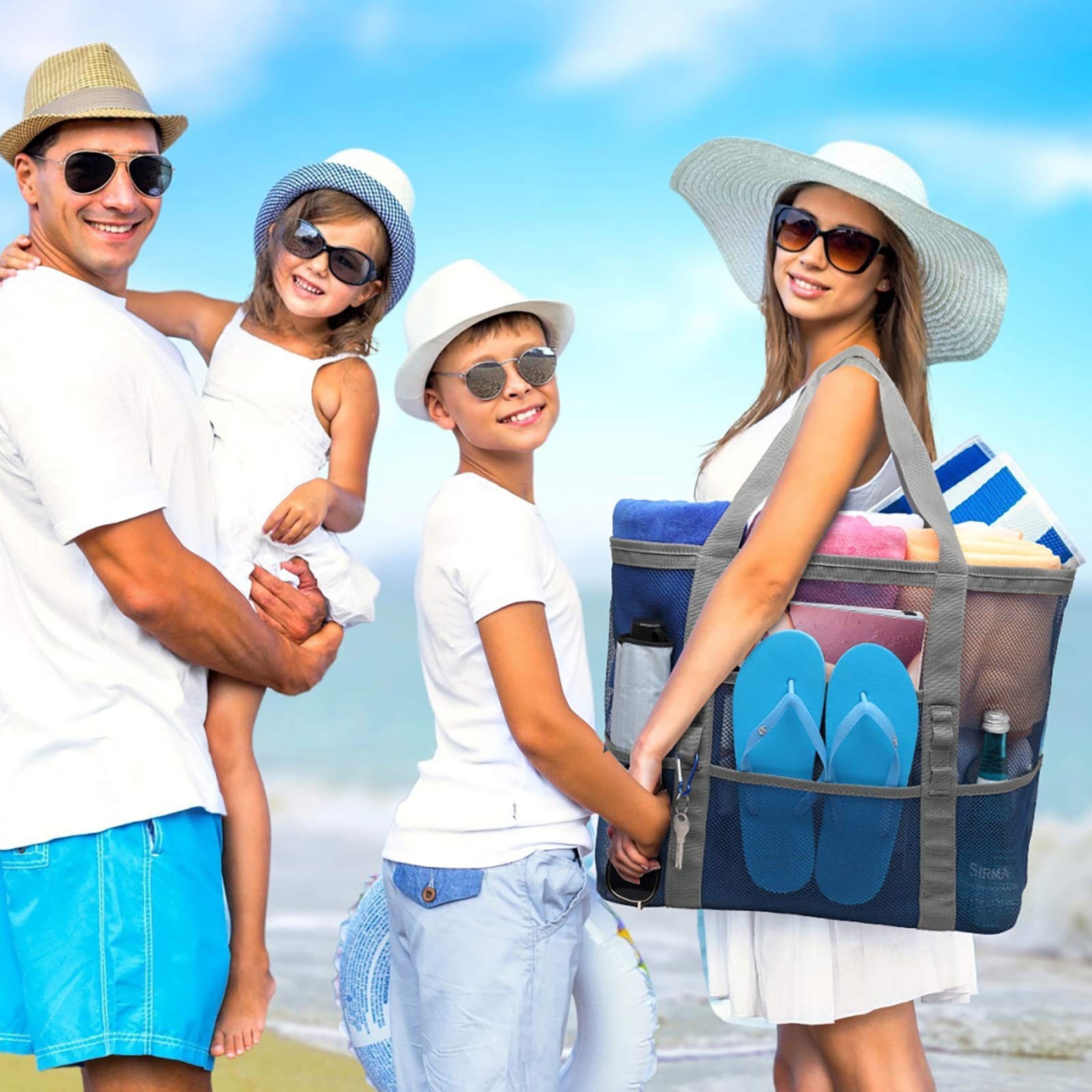 F-Color Mesh Bag – Toys Tote Bag 9 Pockets For Swim Pool Cruise