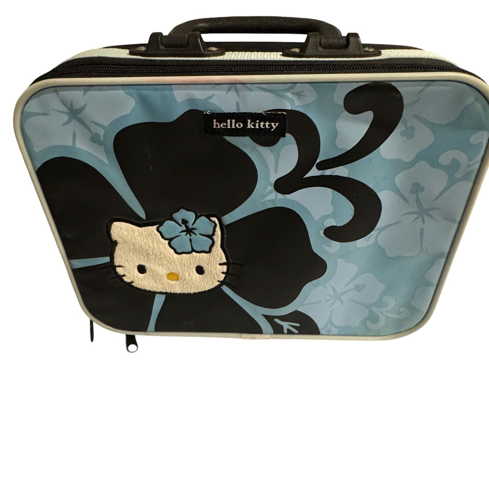 Hello Kitty Sanrio Vintage Y2K Blue Hibiscus Tropical Small Lunch Bag 2002 -READ