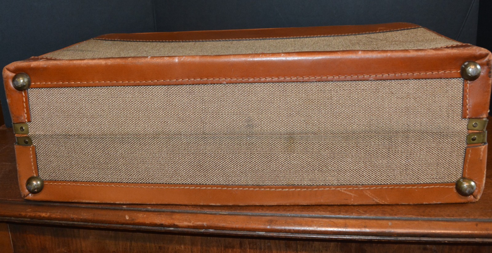 VTG BROOKS BROTHERS Suitcase Leather Tweed Brass CORBIN SESAMEE LOCK