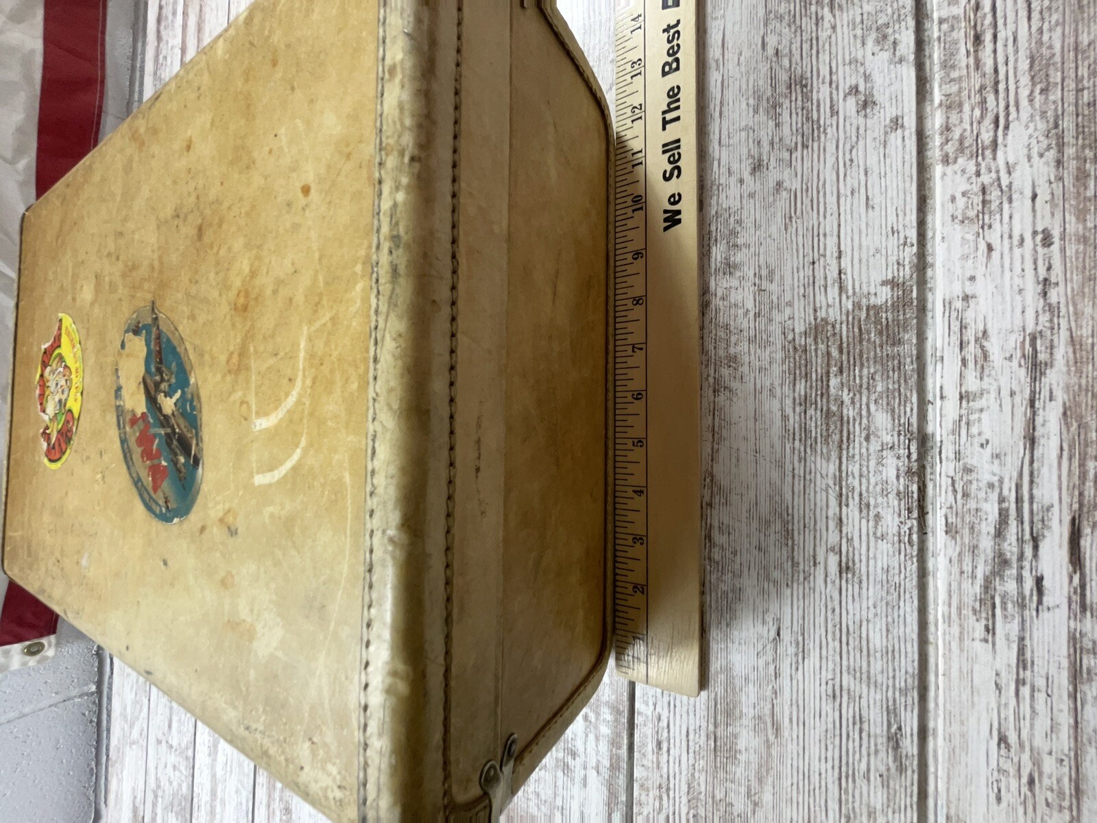 VTG GENUINE RAWHIDE SUITE CASE TRAVEL STICKERS