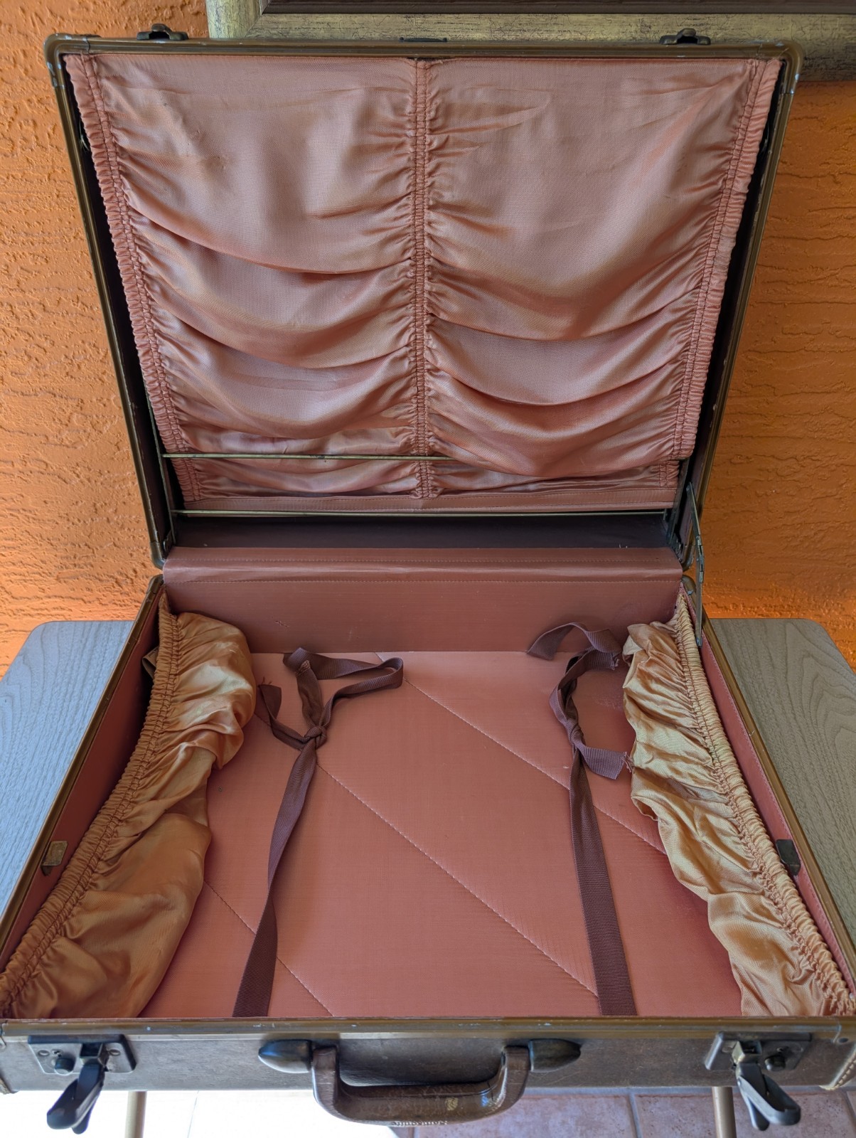 Vintage Samsonite Shwayder Bros Brown Luggage Set 1940s 50s Hanging Fixture Pan
