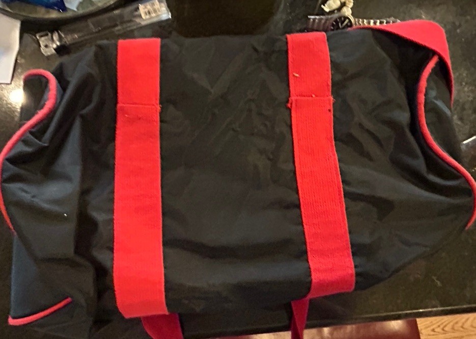 Vintage Duffle Bag Benson And Hedges Soft Luggage Lightweight Black Red Zip