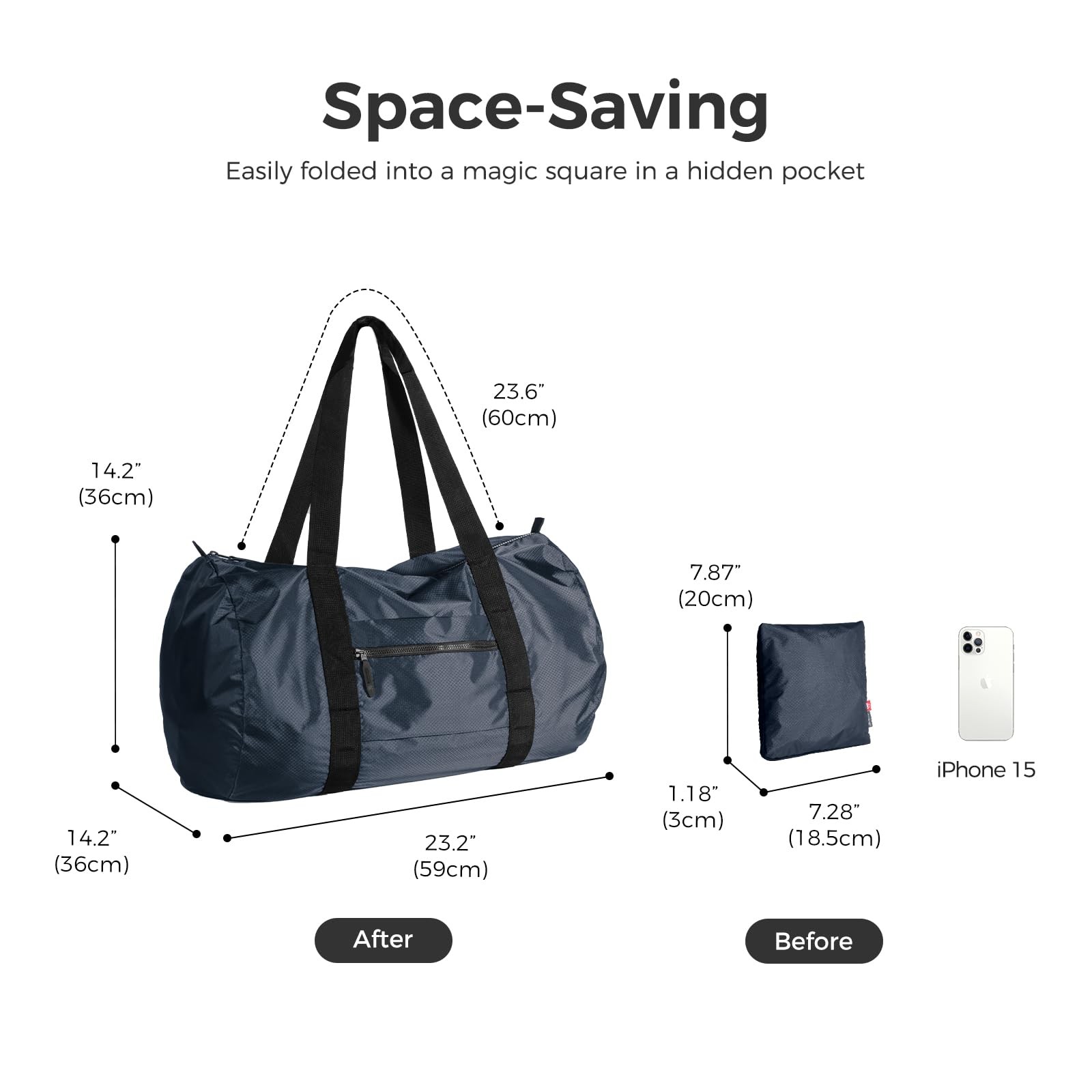 Pack All 45L Foldable Duffel Bag Water-Resistant Sports Gym Bag Portable