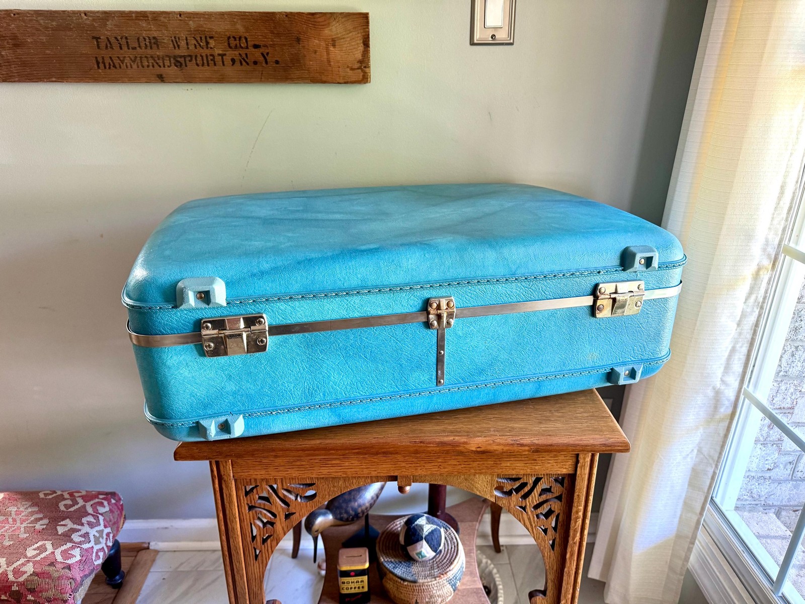 Vtg American Tourister Turquoise Marbled Luggage | American Tourister Suitcase
