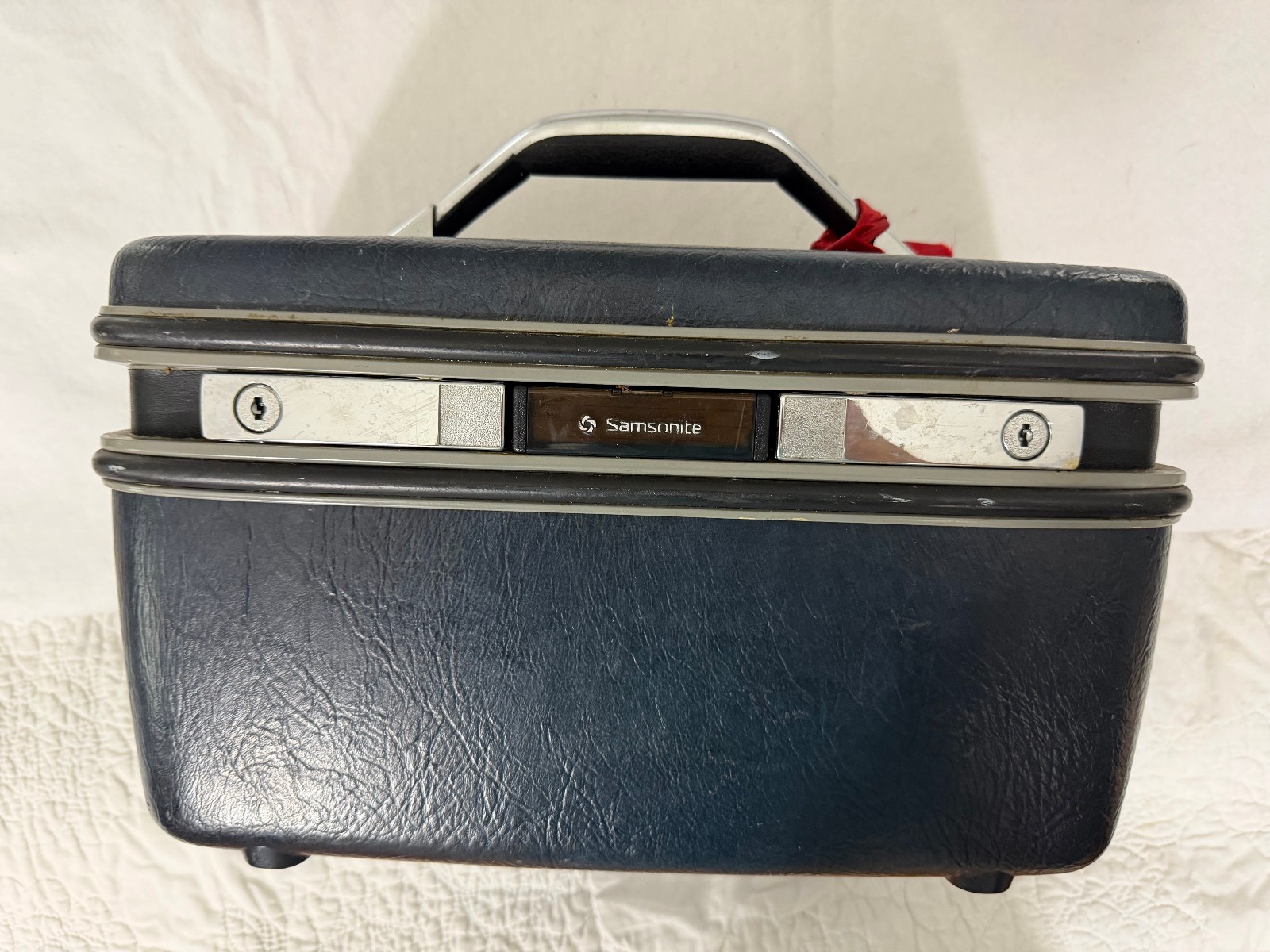 Vintage Samsonite Profile II Navy Blue Make-Up/Train Case Hard Luggage Suitcase