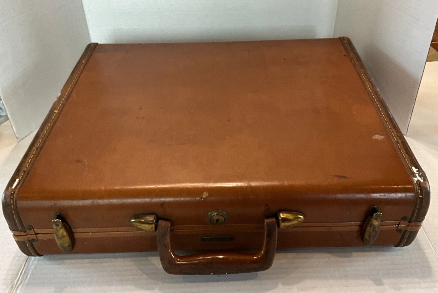 Vintage Samsonite Shwayder Bros Hardshell Brown Leather Briefcase 4615 No Key