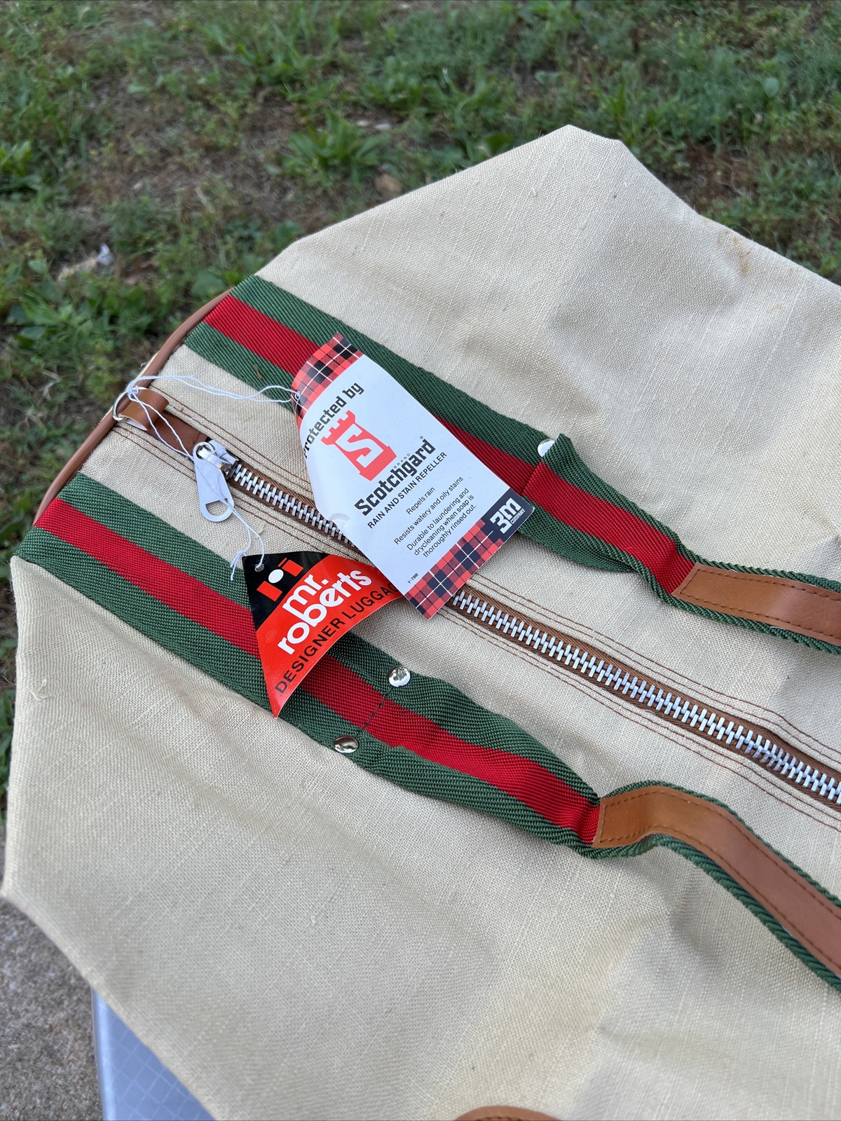 Mr Roberts Luggage Round Duffle Bag Vintage Stripe NOS Holdall Carryall 25×11