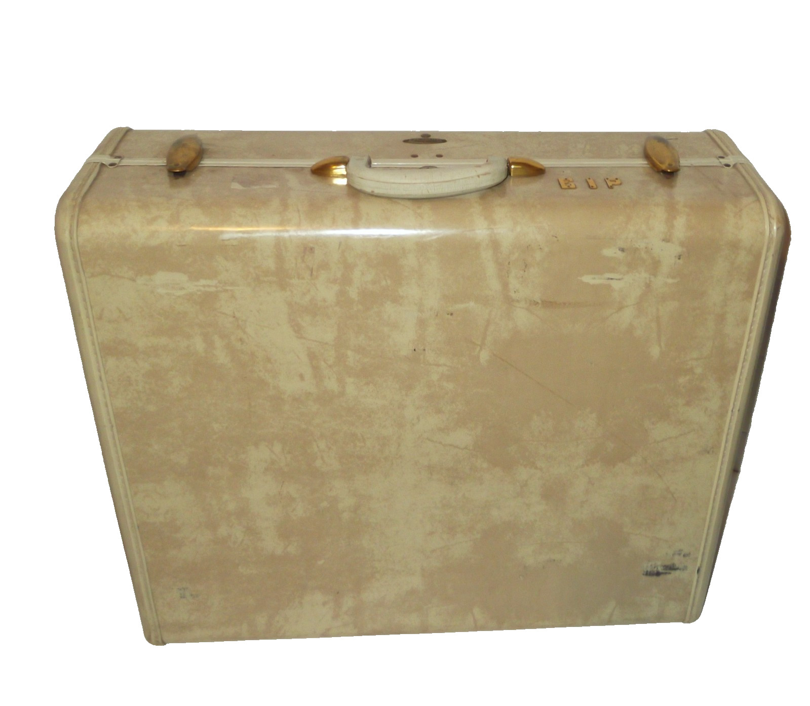 Vintage 1950s Samsonite Hard Shell Suitcase Marble Shwayder Bros White Trim