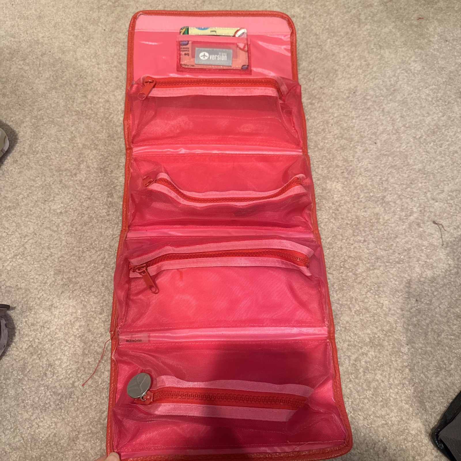 Trans Version Travel Pouch Set Retro Airline Print Vinyl Bags (Lot of 5) Vintage