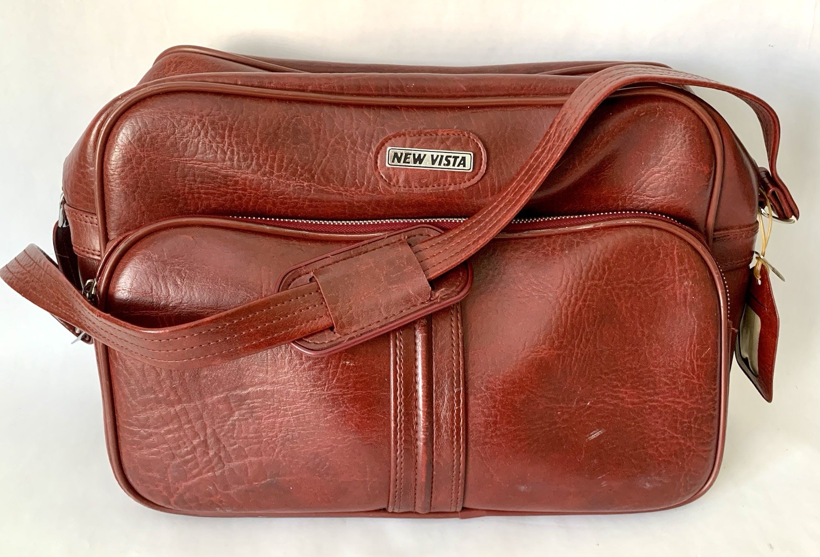 Vintage New Vista Luggage Carry On Shoulder Laptop Traveler Bag Faux Leather
