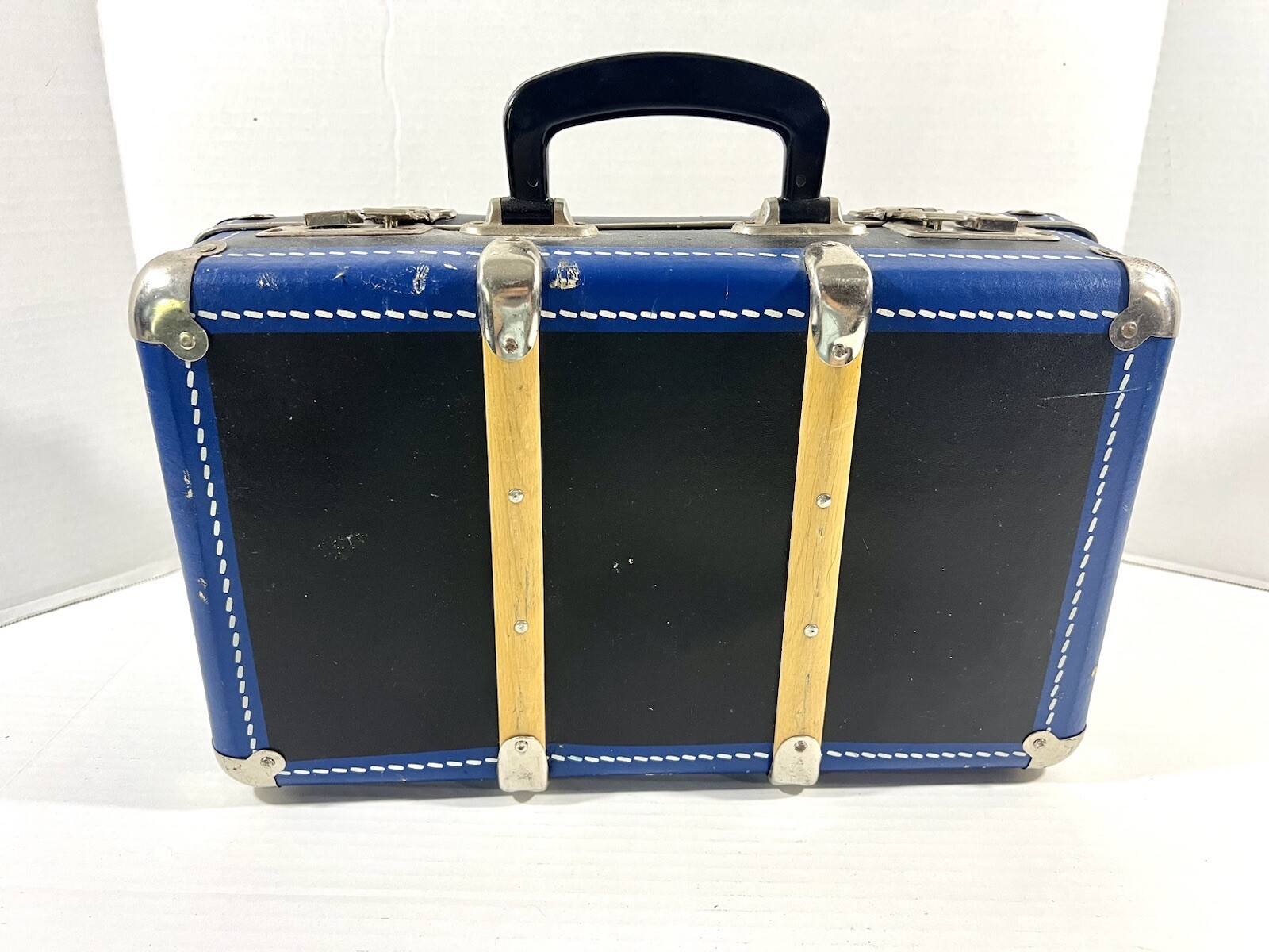Unusual Vintage Blue Luggage Travel Suitcase Decor Istanbul Venedig Nice! #2