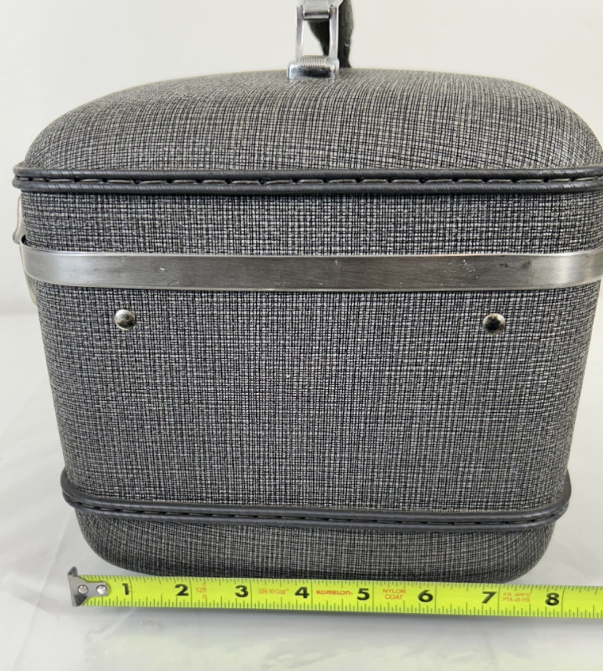 Vintage American Tourister Tiara GRAY Train Case Makeup w/ Mirror & Tray PROP