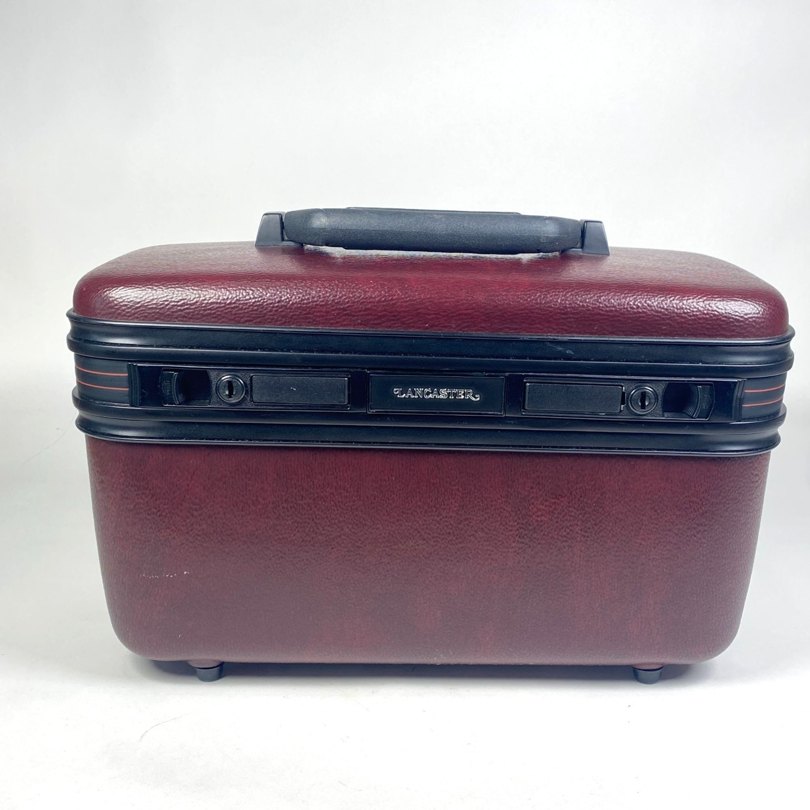Vintage Lancaster Hard Shell Train Case Make Up Carry On with Tray Mirror