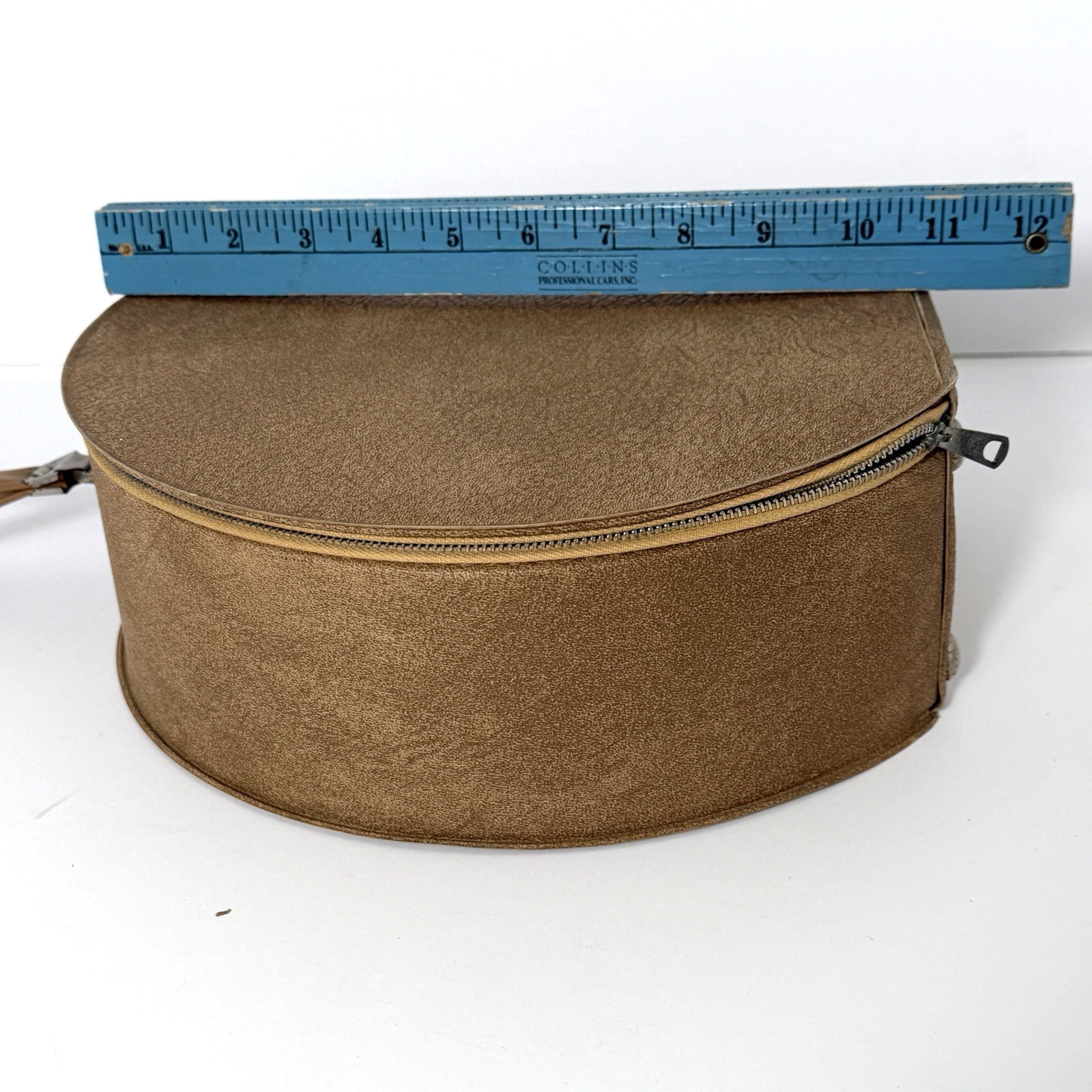 VTG MCM Round Hat Box Atomic Starburst Interior State Zipper Grandmacore