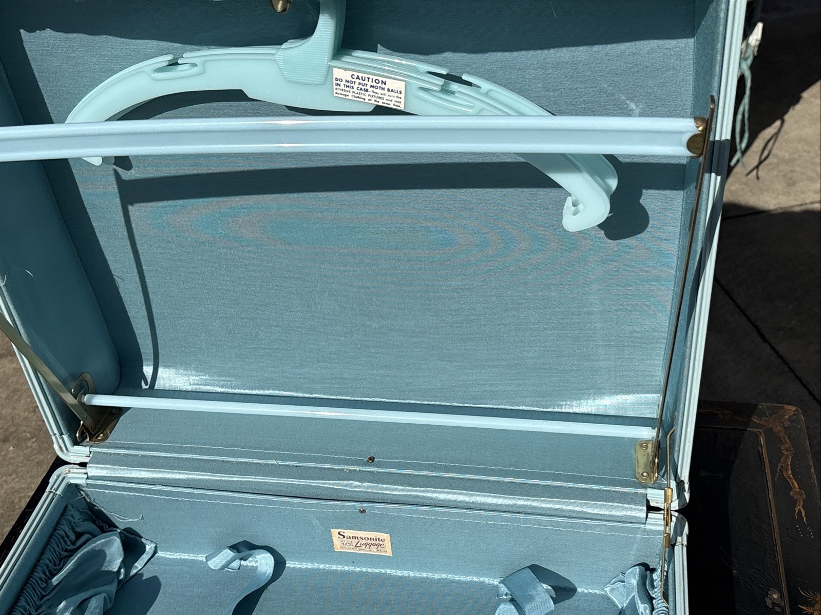 1950s Samsonite Luggage Suitcases Marbled Blue 4 piece wOriginal Bakelite