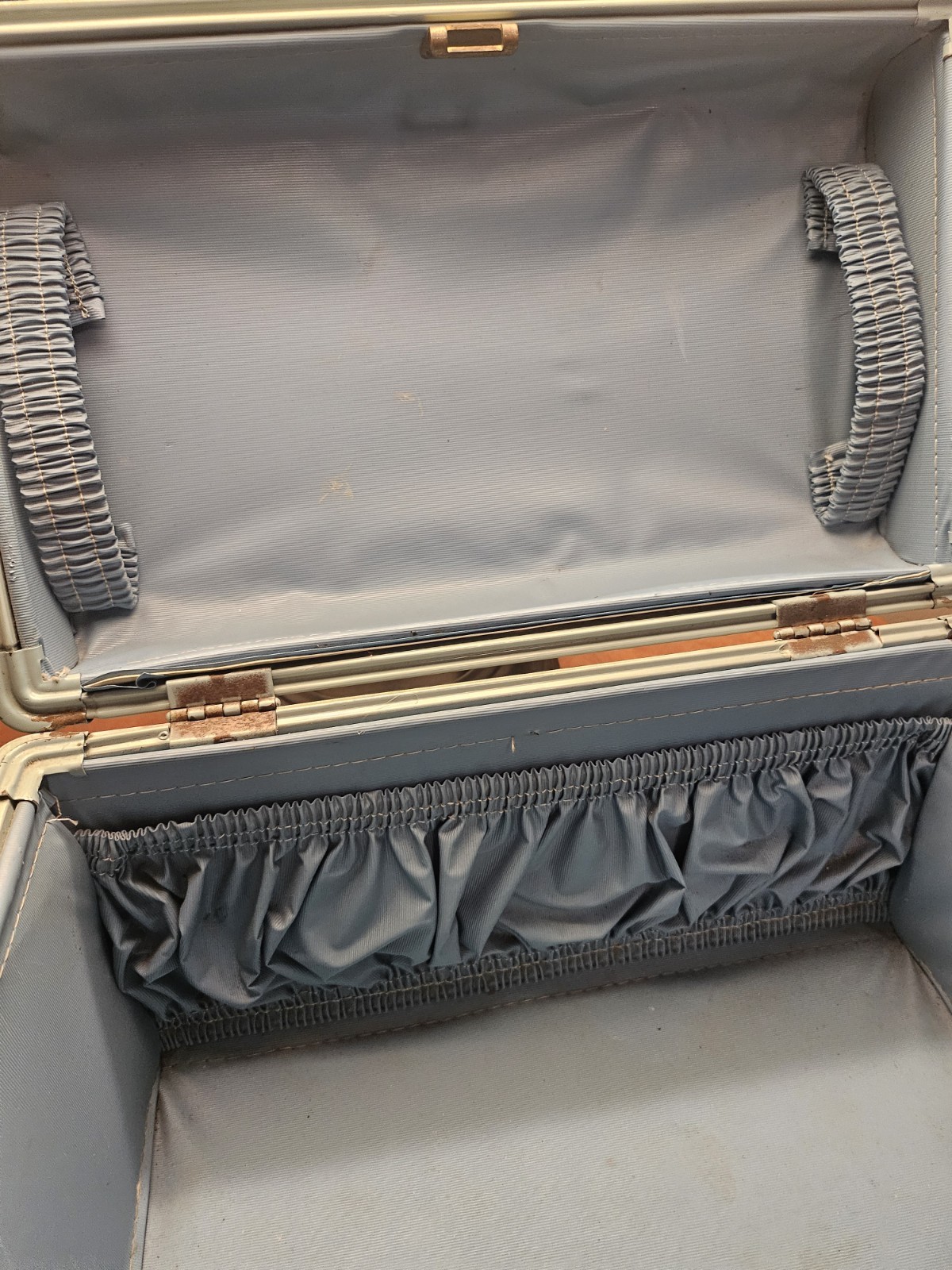 VTG 1950s Samsonite Streamlite Train Case Blue Cosmetics Travel w/2 KEYS & TRAY