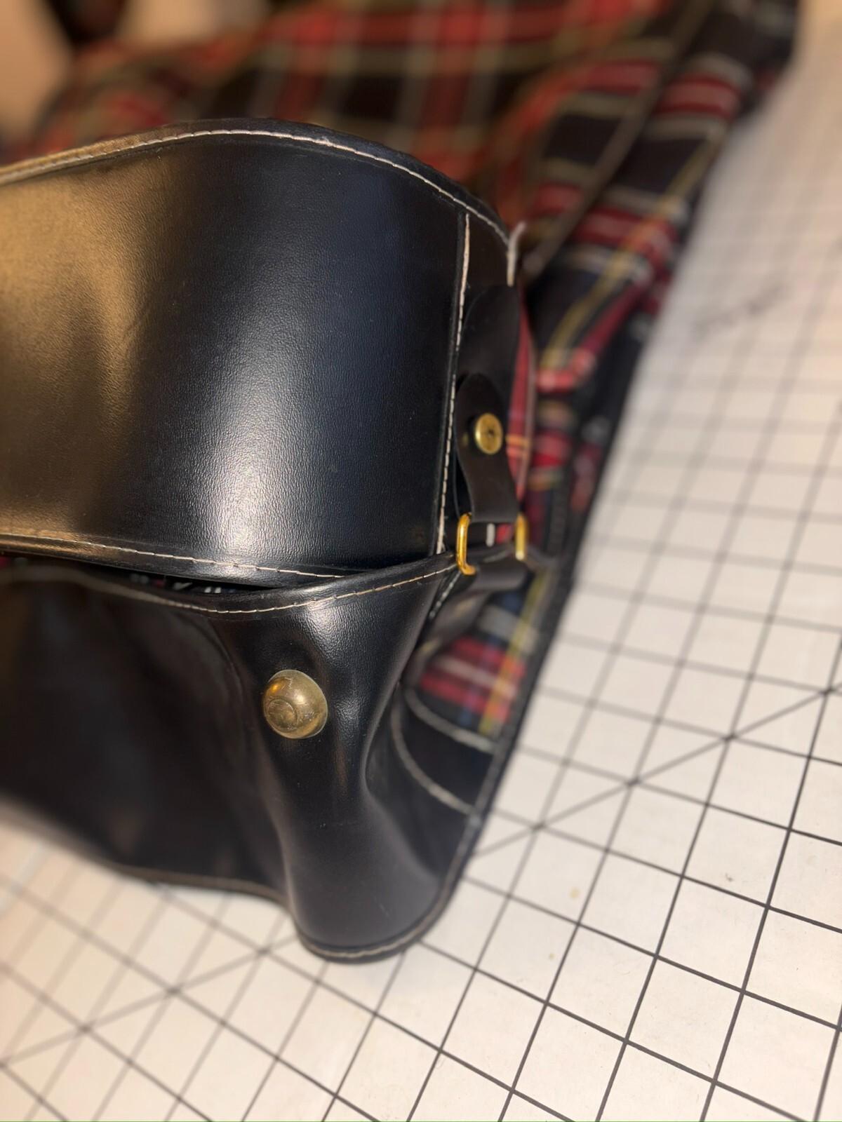 Vintage Tartan Plaid Hanging Suit Garment Bag – Leather Handle Original Hardware