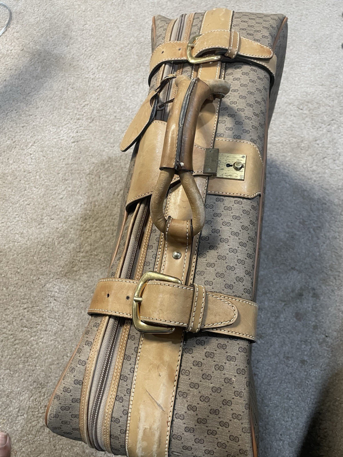 Vintage Gucci GG Monogram Hard Case Travel Bag Authentic Italy 010-39-4908-60