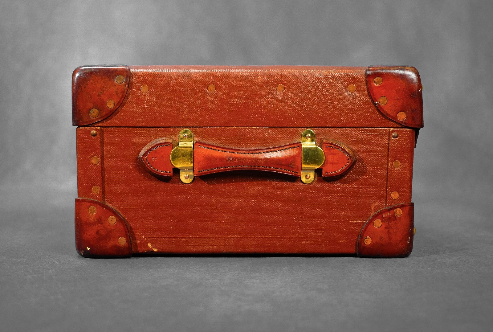 PUKKA LUGGAGE Antique Vintage Suitcase Trunk Motoring Case Leather Brass