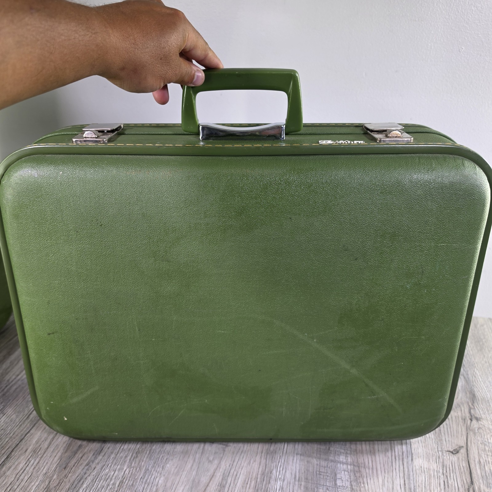 Vintage 1960s Trojan Luggage Set – Avocado Green – 3 pc – USA Made Hard Shell