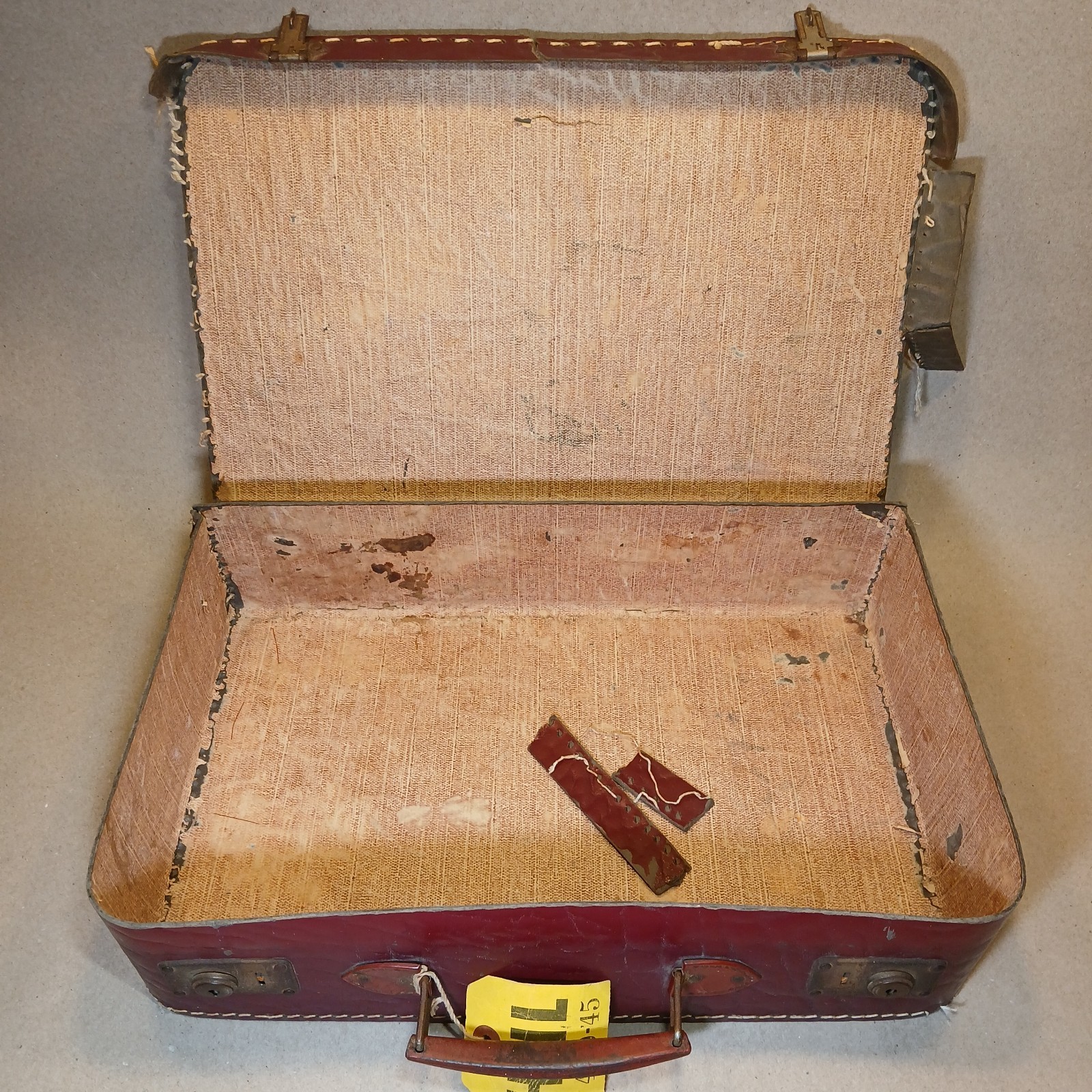 Vintage 1945 Airline Suitcase w/ Travel Stickers Burbank to Honolulu WWII HNL