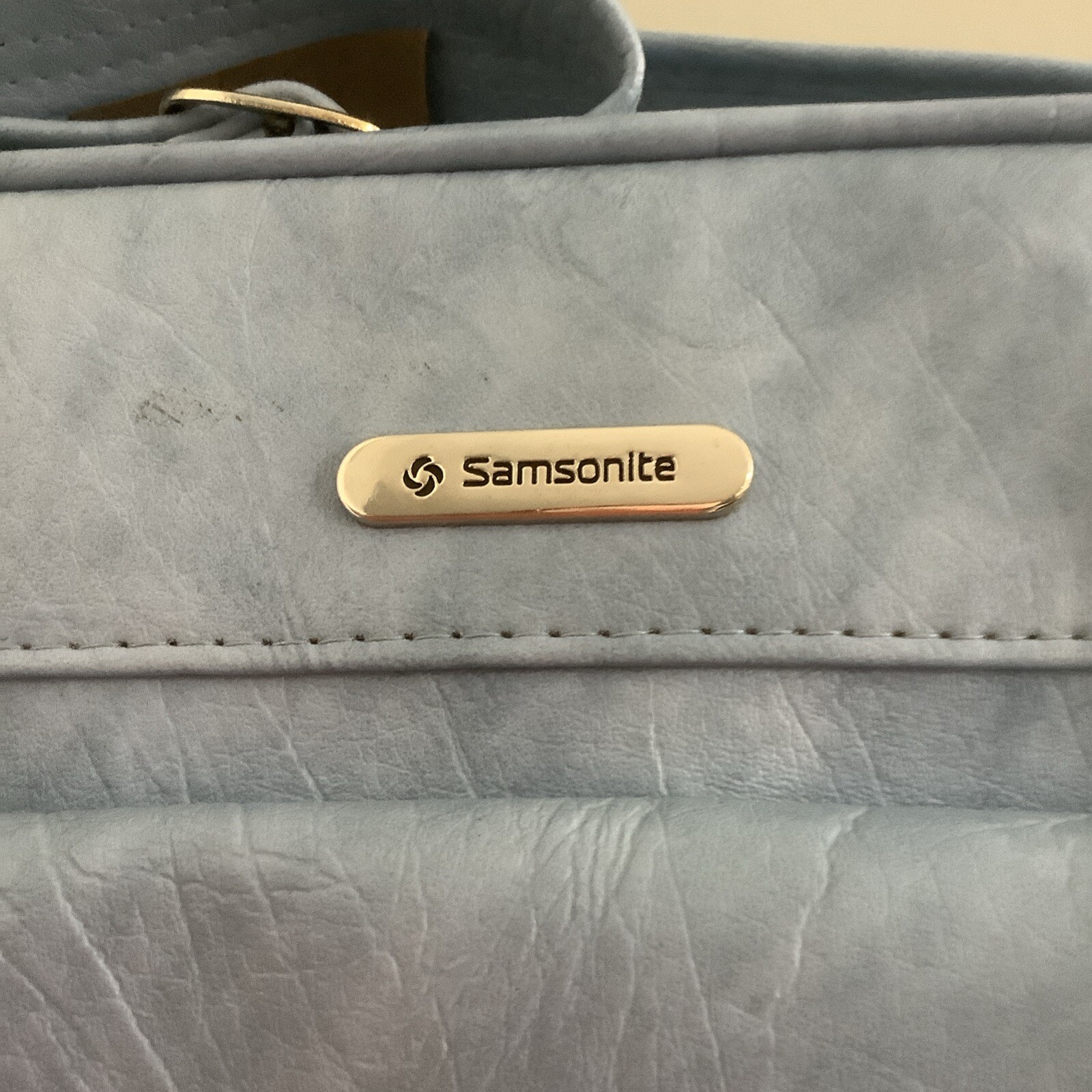 VTG Blue Vegan Leather Luggage Samsonite Cordoba Weekender Tote Shoulder Bag
