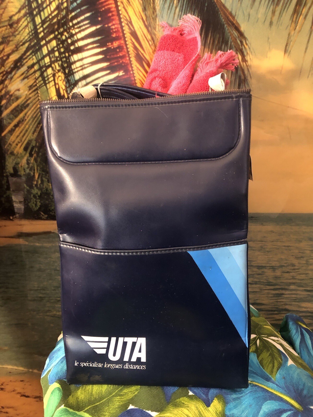 Vintage UTA Travel Bag France French Tourist Luggage Airline 70s Tiki MCM