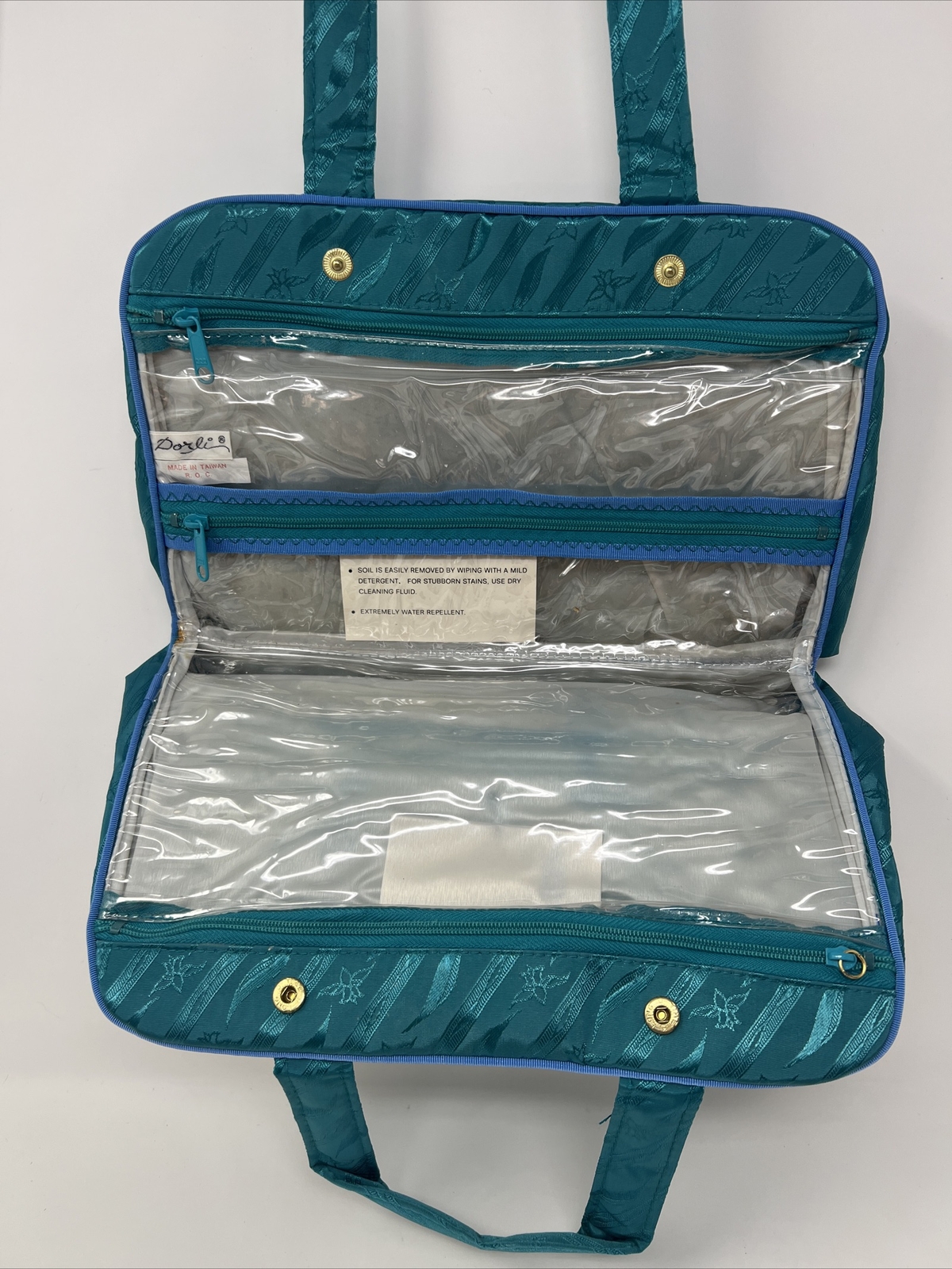 Saks Fifth Avenue Vintage Teal Dorli toiletry Lingerie Travel Bag