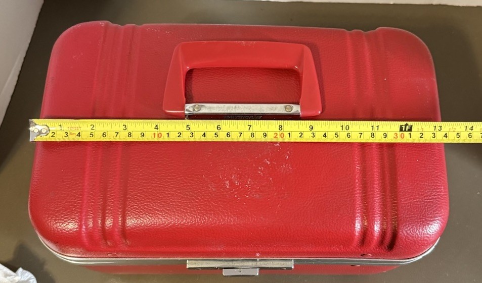 Vintage Hawthorn Luggage Red Leather Train Case Luggage MakeUp Cosmetic Case