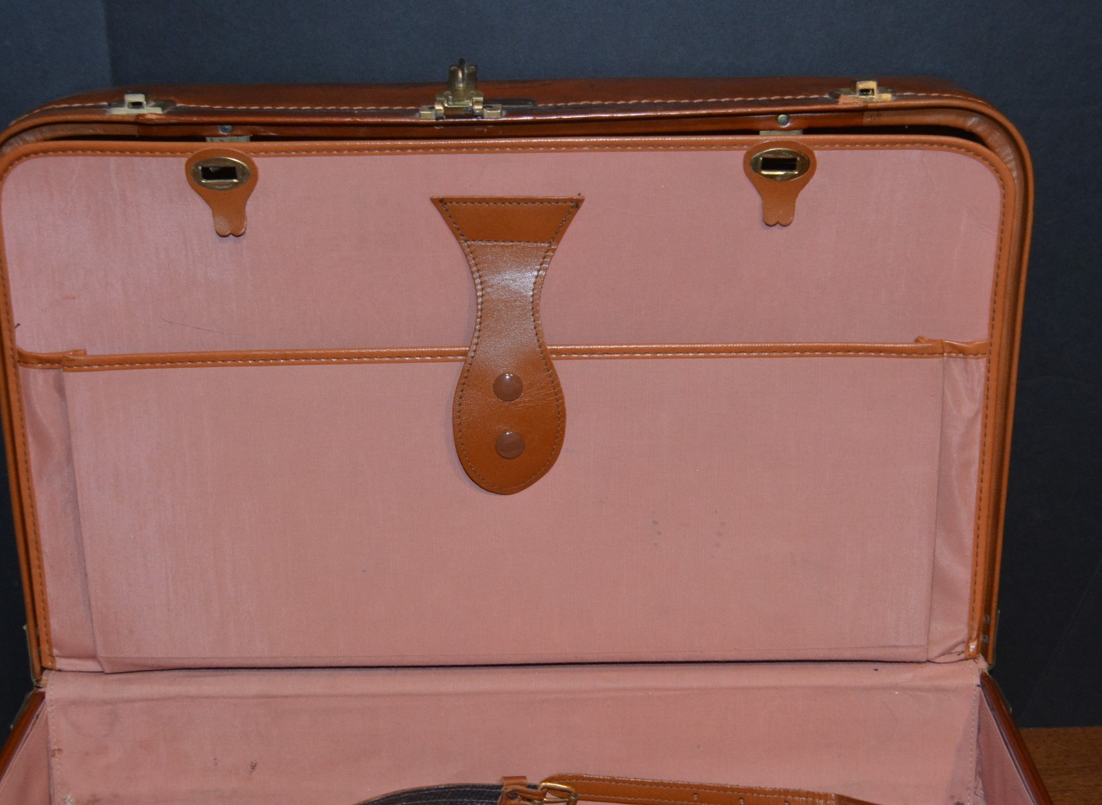 VTG BROOKS BROTHERS Suitcase Leather Tweed Brass CORBIN SESAMEE LOCK