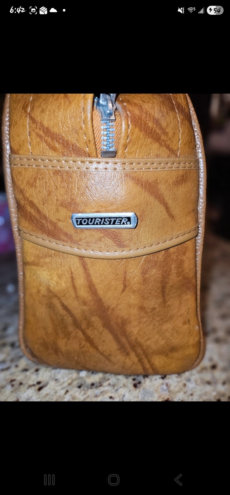 American Tourister Brown Leather Travel Bag, Locking, Extra Compartments