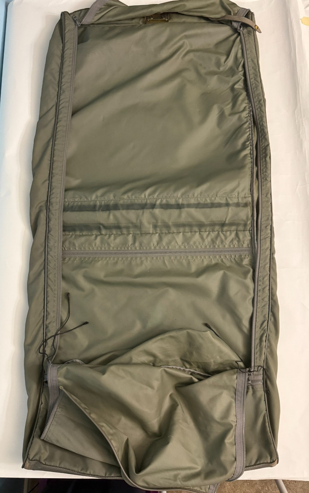 French Luggage Co Garment Bag Floral Tapestry Vintage Clothes Bag Leather Trim