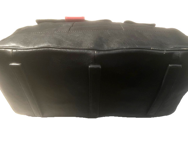 CLUB MONACO Black Leather & Canvas Large Travel Bag Duffle Weekender Keepall