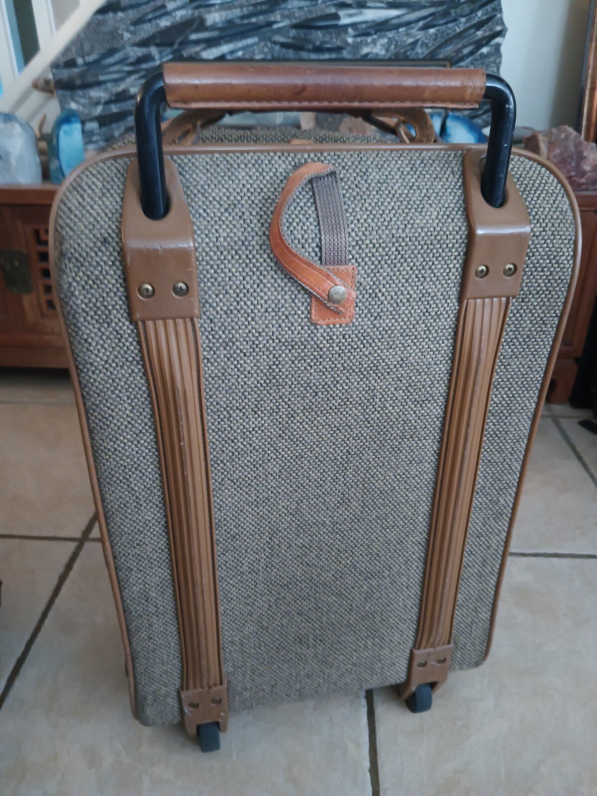 VINTAGE RETO HEARTMANN TWEED & LEATHER 3 PIECE TRAVEL LUGGAGE SET