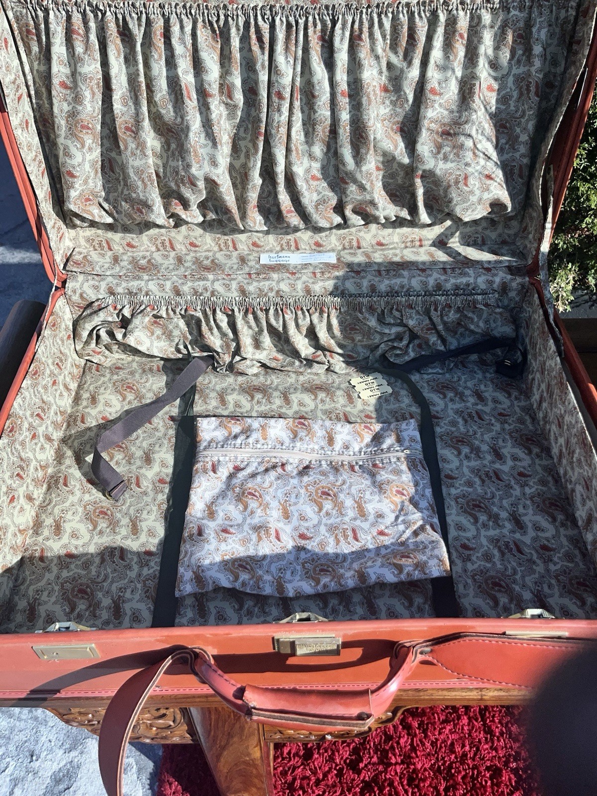 Vintage Hartmann Luggage Set Of 3 Belted Leather Paisley Lined Suitcases No Keys