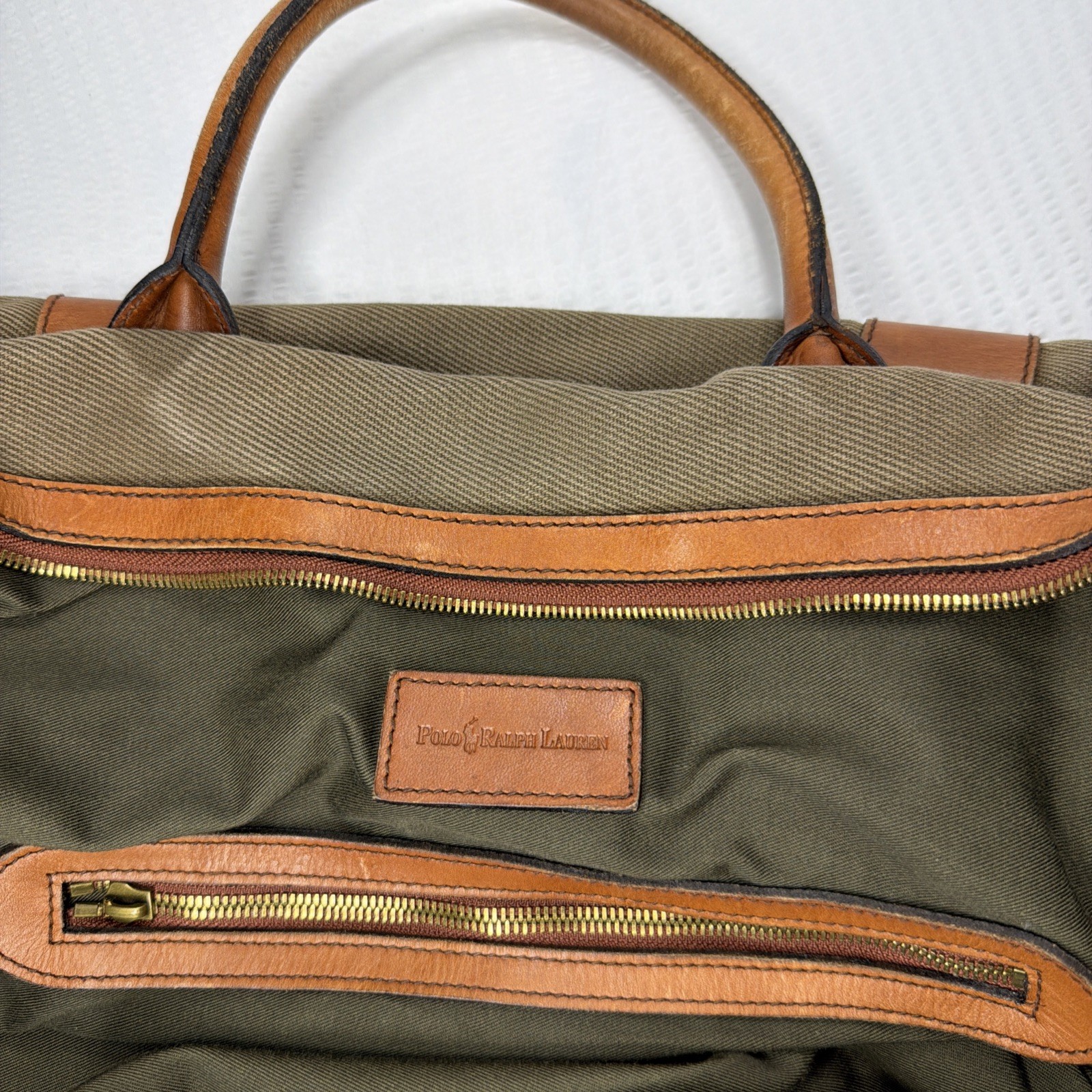 Vintage Polo Ralph Lauren Canvas Leather Weekender Safari Duffel Travel Bag XL