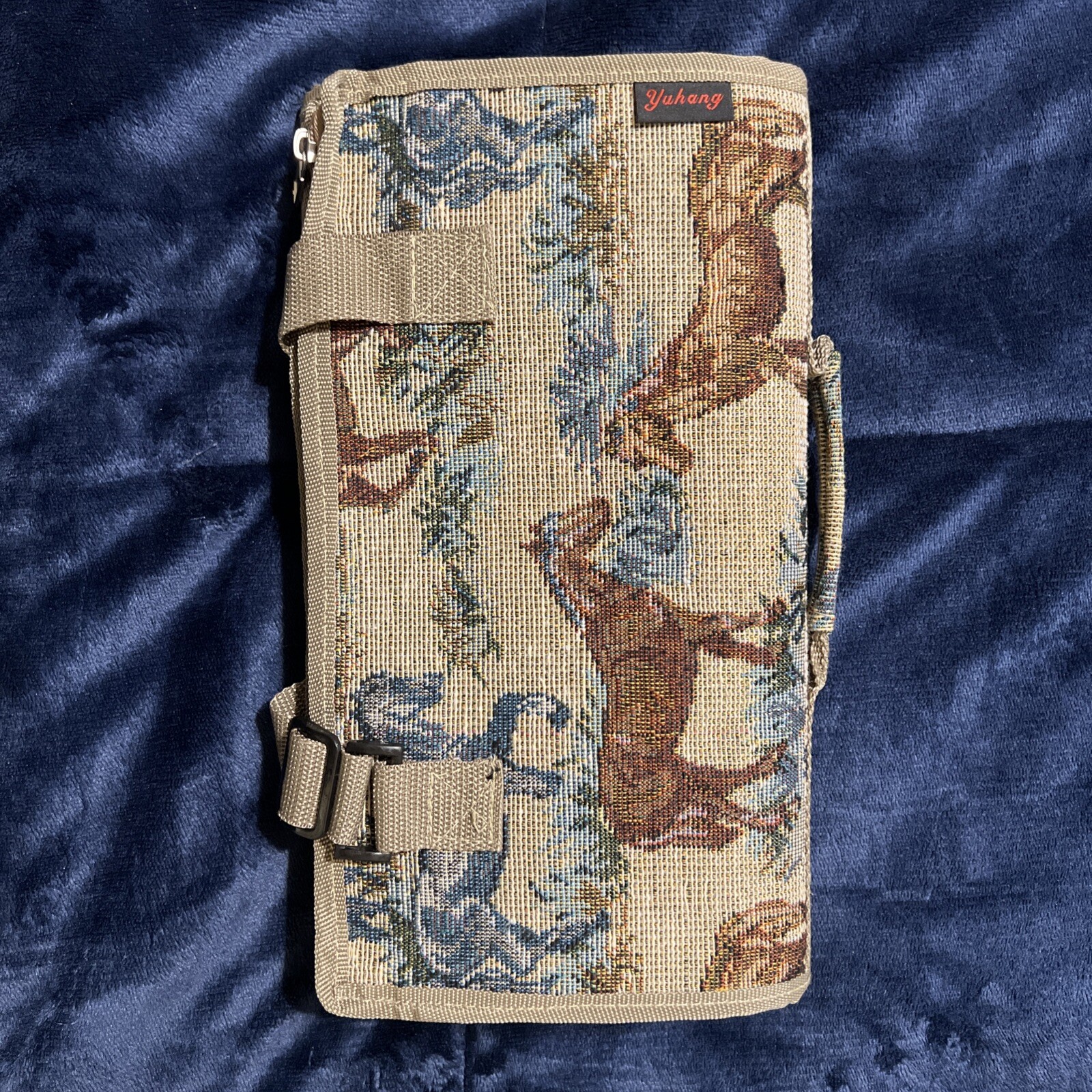 Vtg 90s Rolling Tapestry Horses Travel bag Tote w/Foldable Collapsible wheels