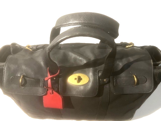 CLUB MONACO Black Leather & Canvas Large Travel Bag Duffle Weekender Keepall